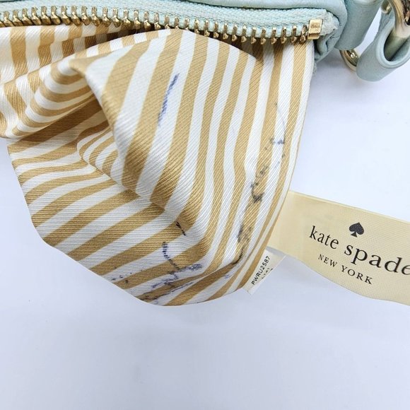 Kate Spade New York Light Blue Mint Green Pebbled Leather Crossbody Bag Purse - Picture 7 of 16
